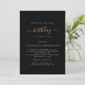 Invitation Classy Black Gold N'importe quel âge Anniversaire (Debout devant)