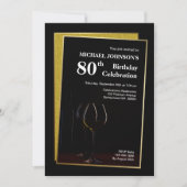 Invitation Classy Black Gold Parties scintillant 80e annivers (Devant)