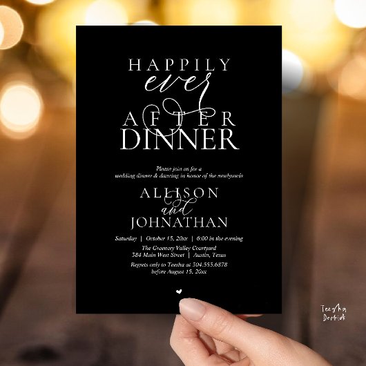 Invitation Classy Black Happily Ever After Dinner Wedding