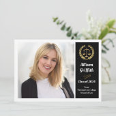 Invitation Classy Black Law School Photo Graduation Party (Debout devant)