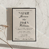 Invitation Classy Black White Old Money Photo QR Code Wedding