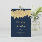 Invitation Classy bleu marine or parties scintillant brushstr (Debout devant)