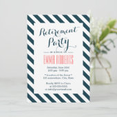 Invitation Classy Blue & White Stripes Retraite Party (Debout devant)