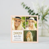 Invitation Classy Blush et Gold Photo Collage Graduation (Debout devant)