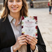 Invitation Classy Burgundy et Blush Floral Graduation Event