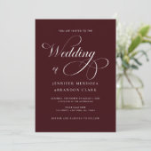 Invitation Classy Calligraphy Burgundy All in One Wedding (Debout devant)