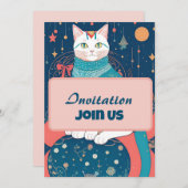 Invitation Classy Chat Kitty Voices Pink Card (Devant / Derrière)