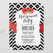 Invitation Classy Chevron Hibiscus & Ukulele Retraite Party (Devant / Derrière)