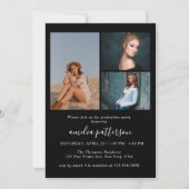 Invitation Classy Chic Black Photo Collage Party de graduatio (Dos)