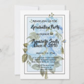 Invitation Classy Chic bleu floral Graduation (Devant)