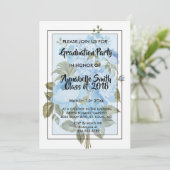 Invitation Classy Chic bleu floral Graduation (Debout devant)