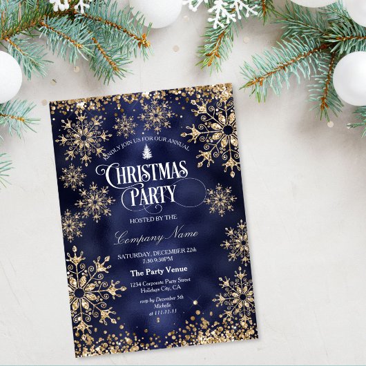 Invitation Classy Chic Gold Glitter Corporate Christmas Party