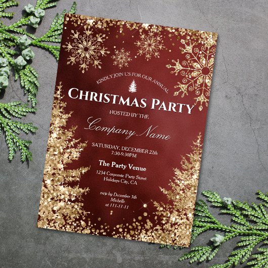 Invitation Classy Chic Gold Parties scintillant Corporate Chr