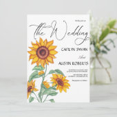 Invitation Classy Chic Sunflowers Botanical (Debout devant)