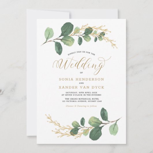 Invitation Classy + Chic Verdure Botanique Jardin Mariage (Devant)