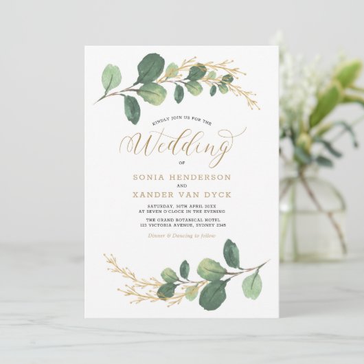 Invitation Classy + Chic Verdure Botanique Jardin Mariage (Debout devant)