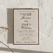 Invitation Classy Chocolate Brown Fancy Photo QR Code Wedding