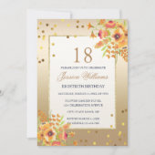 Invitation Classy Confetti & Corner Flowers 18e anniversaire (Devant)