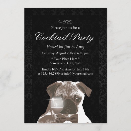 Invitation Classy Damask House Cocktail Party (Devant)