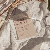 Invitation Classy Deep Red Blue QR Code Modern Wedding