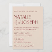 Invitation Classy Deep Red Blue QR Code Modern Wedding (Devant)