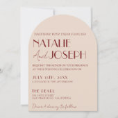 Invitation Classy Deep Red Blue Whimsical Modern Arch Wedding (Devant)