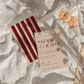 Invitation Classy Deep Red Blue Whimsical Modern Wedding