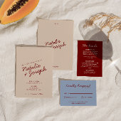 Invitation Classy Deep Red Blue Whimsical Unique Wedding