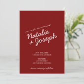 Invitation Classy Deep Red Blue Whimsical Unique Wedding (Debout devant)