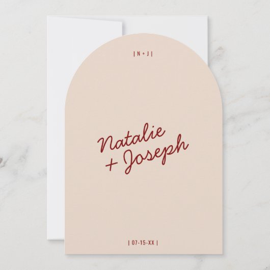 Invitation Classy Deep Red Cream Whimsical Arched Wedding (Dos)