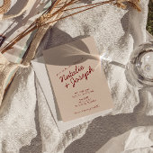 Invitation Classy Deep Red Whimsical QR Code Photo Wedding