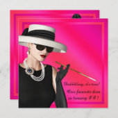 Invitation Classy Diva Hot rose fête d'anniversaire (Devant / Derrière)