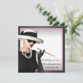 Invitation Classy Diva Rose et Noir 40e anniversaire (Debout devant)