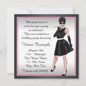 Invitation Classy Diva Rose et Noir 40e anniversaire (Dos)