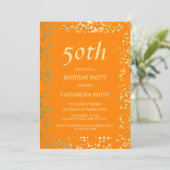 Invitation Classy Egypt Gold arrose Orange Anniversaire (Debout devant)