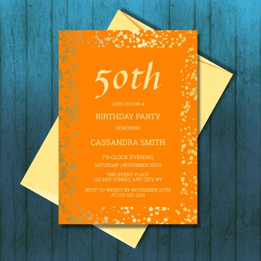 Invitation Classy Egypt Gold arrose Orange Anniversaire