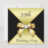 Invitation Classy Elegance Gold & Black 55th Birthday Party (Devant)