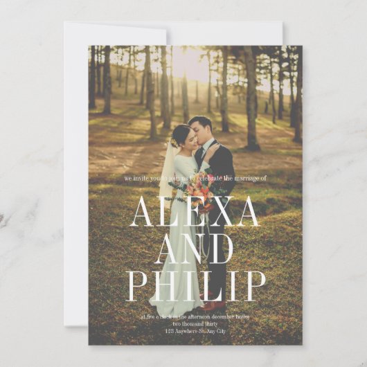 Invitation Classy Elegant Big Photo Mariage (Devant)