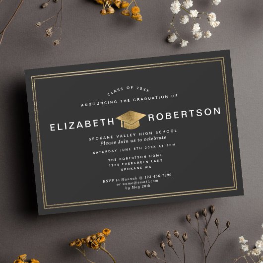 Invitation Classy Elegant Diplôme de Graduation Party
