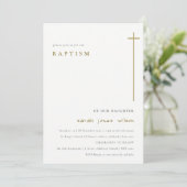 Invitation Classy Elegant Minimal Gold Typographie Baptême (Debout devant)