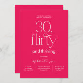 Invitation Classy Elegant Plain Rose Magenta 30e anniversaire (Devant / Derrière)