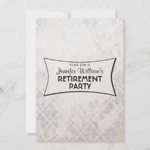 Invitation Classy Elegant Silver Damask retirement party