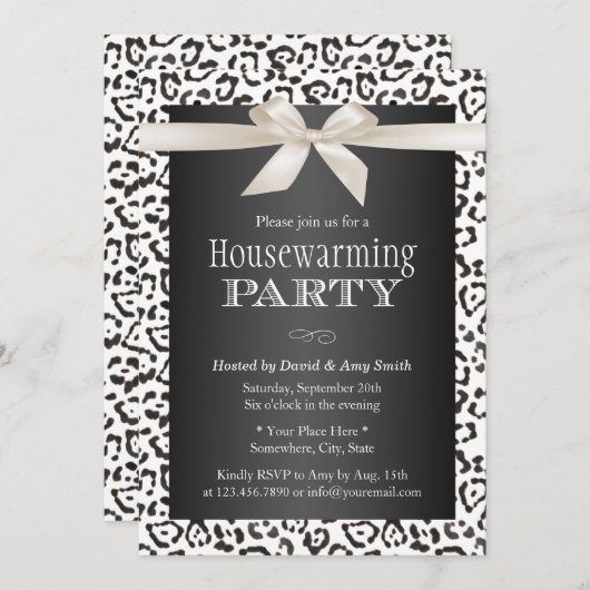 Invitation Classy Empreinte de léopard de neige (Devant / Derrière)