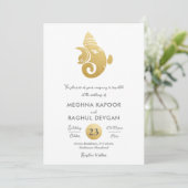 Invitation Classy Faux Gold Foil Ganesha Indian God Mariage (Debout devant)