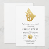 Invitation Classy Faux Gold Foil Ganesha Indian God Mariage (Devant / Derrière)