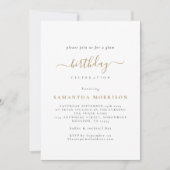 Invitation Classy Gold Blanc N'importe quel âge Anniversaire (Devant)