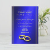 Invitation Classy Gold & Blue, Mariage Mariage  (Debout devant)