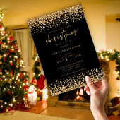 Invitation Classy Gold Faux Parties scintillant Noël Noir