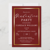 Invitation Classy Gold Frame Minimalist Graduation Party (Devant)
