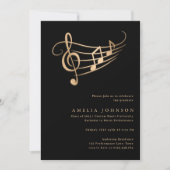 Invitation Classy Gold Music Notes Graduation Minimale (Devant)